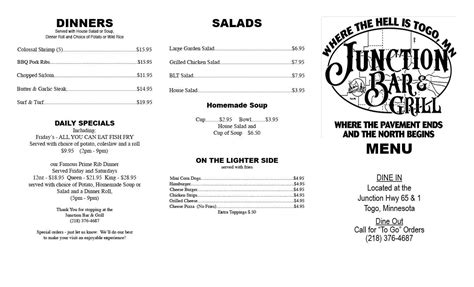 junction box menu|junction bar and grill menu.